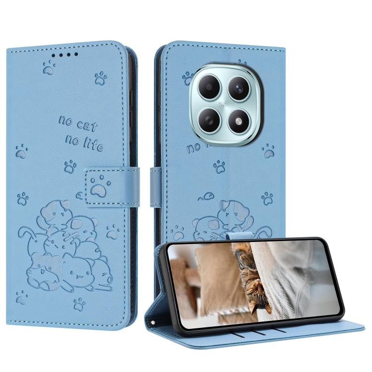 Embossed Kitten Phone Leather Case with Lanyard, For Redmi 15a 5G, For Redmi A7 Pro 4G 171mm, For Redmi Turbo 5 Max / Poco X8 Pro Max, For Redmi Turbo 5 / Poco X8 Pro 5G, For Redmi Note 15 Pro+ 5G Global 163.3mm, For Redmi Note 15 5G / 4G Global 164mm ...