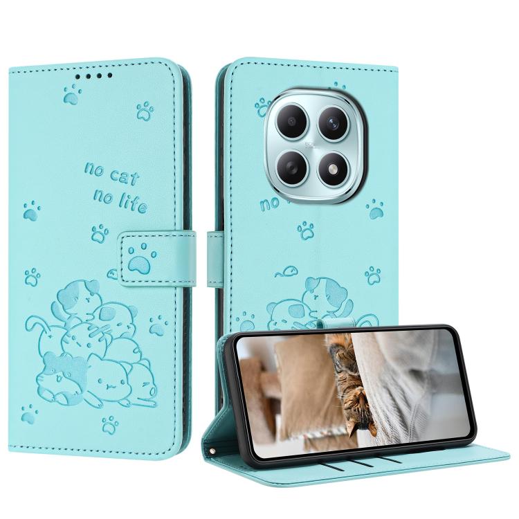 Embossed Kitten Phone Leather Case with Lanyard, For Redmi 15a 5G, For Redmi A7 Pro 4G 171mm, For Redmi Turbo 5 Max / Poco X8 Pro Max, For Redmi Turbo 5 / Poco X8 Pro 5G, For Redmi Note 15 Pro+ 5G Global 163.3mm, For Redmi Note 15 5G / 4G Global 164mm ...