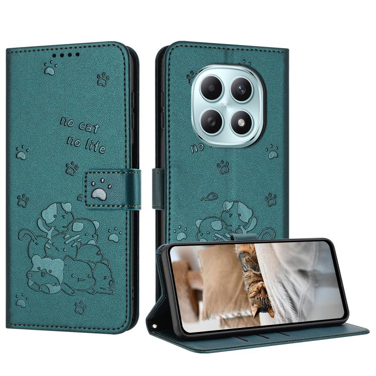 Embossed Kitten Phone Leather Case with Lanyard, For Redmi 15a 5G, For Redmi A7 Pro 4G 171mm, For Redmi Turbo 5 Max / Poco X8 Pro Max, For Redmi Turbo 5 / Poco X8 Pro 5G, For Redmi Note 15 Pro+ 5G Global 163.3mm, For Redmi Note 15 5G / 4G Global 164mm ...
