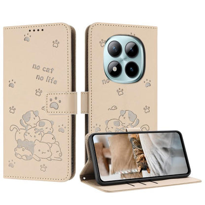 Embossed Kitten Phone Leather Case with Lanyard, For Redmi 15a 5G, For Redmi A7 Pro 4G 171mm, For Redmi Turbo 5 Max / Poco X8 Pro Max, For Redmi Turbo 5 / Poco X8 Pro 5G, For Redmi Note 15 Pro+ 5G Global 163.3mm, For Redmi Note 15 5G / 4G Global 164mm ...