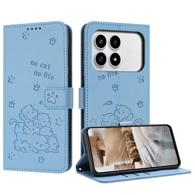 Embossed Kitten Phone Leather Case with Lanyard, For Redmi 15a 5G, For Redmi A7 Pro 4G 171mm, For Redmi Turbo 5 Max / Poco X8 Pro Max, For Redmi Turbo 5 / Poco X8 Pro 5G, For Redmi Note 15 Pro+ 5G Global 163.3mm, For Redmi Note 15 5G / 4G Global 164mm ...