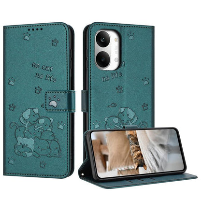 Embossed Kitten Phone Leather Case with Lanyard, For Redmi 15a 5G, For Redmi A7 Pro 4G 171mm, For Redmi Turbo 5 Max / Poco X8 Pro Max, For Redmi Turbo 5 / Poco X8 Pro 5G, For Redmi Note 15 Pro+ 5G Global 163.3mm, For Redmi Note 15 5G / 4G Global 164mm ...