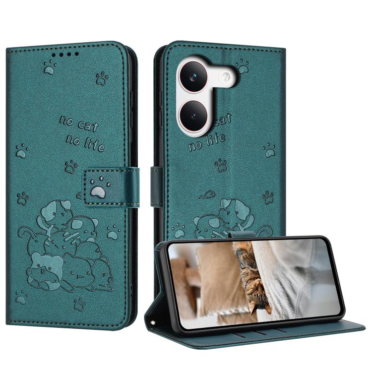 Embossed Kitten Phone Leather Case with Lanyard, For Redmi 15a 5G, For Redmi A7 Pro 4G 171mm, For Redmi Turbo 5 Max / Poco X8 Pro Max, For Redmi Turbo 5 / Poco X8 Pro 5G, For Redmi Note 15 Pro+ 5G Global 163.3mm, For Redmi Note 15 5G / 4G Global 164mm ...