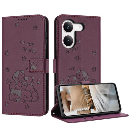 Embossed Kitten Phone Leather Case with Lanyard, For Redmi 15a 5G, For Redmi A7 Pro 4G 171mm, For Redmi Turbo 5 Max / Poco X8 Pro Max, For Redmi Turbo 5 / Poco X8 Pro 5G, For Redmi Note 15 Pro+ 5G Global 163.3mm, For Redmi Note 15 5G / 4G Global 164mm ...