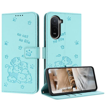 Embossed Kitten Phone Leather Case with Lanyard, For Redmi 15a 5G, For Redmi A7 Pro 4G 171mm, For Redmi Turbo 5 Max / Poco X8 Pro Max, For Redmi Turbo 5 / Poco X8 Pro 5G, For Redmi Note 15 Pro+ 5G Global 163.3mm, For Redmi Note 15 5G / 4G Global 164mm ...