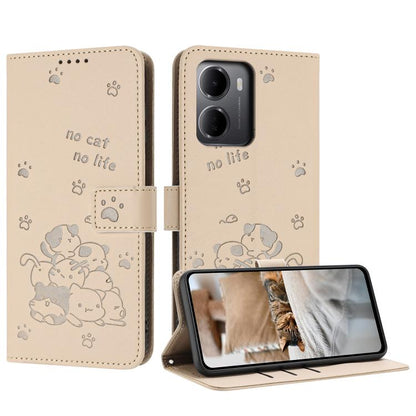 Embossed Kitten Phone Leather Case with Lanyard, For Redmi 15a 5G, For Redmi A7 Pro 4G 171mm, For Redmi Turbo 5 Max / Poco X8 Pro Max, For Redmi Turbo 5 / Poco X8 Pro 5G, For Redmi Note 15 Pro+ 5G Global 163.3mm, For Redmi Note 15 5G / 4G Global 164mm ...