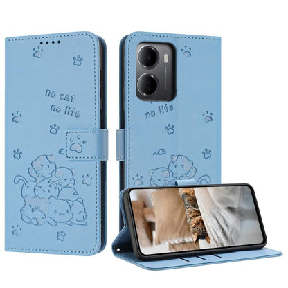 Embossed Kitten Phone Leather Case with Lanyard, For Redmi 15a 5G, For Redmi A7 Pro 4G 171mm, For Redmi Turbo 5 Max / Poco X8 Pro Max, For Redmi Turbo 5 / Poco X8 Pro 5G, For Redmi Note 15 Pro+ 5G Global 163.3mm, For Redmi Note 15 5G / 4G Global 164mm ...