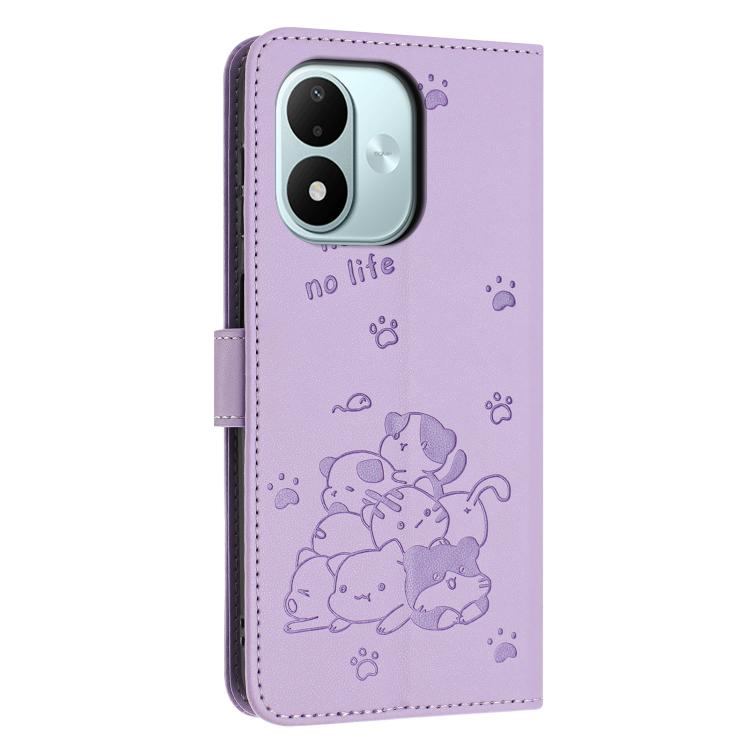 Embossed Kitten Phone Leather Case with Lanyard, For Redmi Note 17 4G Global 169.7mm, For Redmi Note 17 Pro+ 5G Global 163.4mm, For Redmi Note 17 Pro 5G Global 163.5mm, For Redmi 17 5G / 4G Global 170mm, For Redmi 15a 5G, For Redmi A7 Pro 4G 171mm     ...