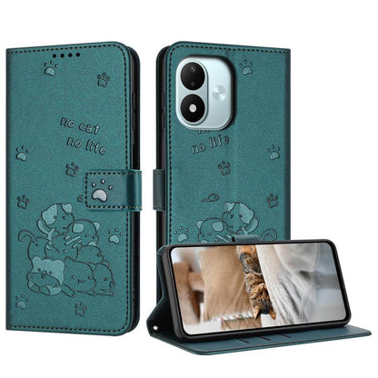 Embossed Kitten Phone Leather Case with Lanyard, For Redmi Note 17 Pro 5G Global 163mm, For Redmi Note 17 Pro+ 5G Global 163mm, For Redmi 17 5G / 4G Global 170mm, For Redmi Note 17 4G Global 171mm, For Redmi 15a 5G, For Redmi A7 Pro 4G 171mm           ...