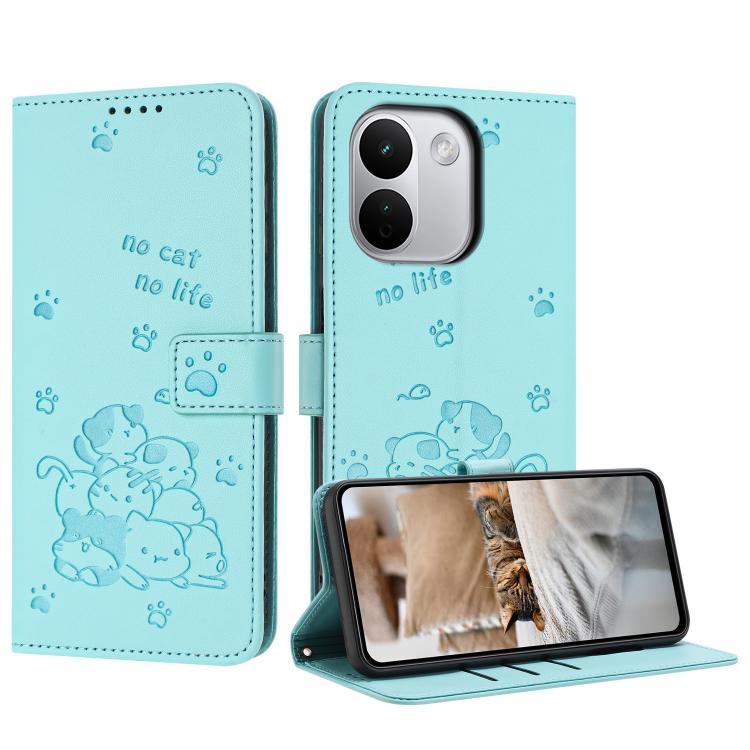 Embossed Kitten Phone Leather Case with Lanyard, For Redmi Note 17 Pro 5G Global 163mm, For Redmi Note 17 Pro+ 5G Global 163mm, For Redmi 17 5G / 4G Global 170mm, For Redmi Note 17 4G Global 171mm, For Redmi 15a 5G, For Redmi A7 Pro 4G 171mm           ...