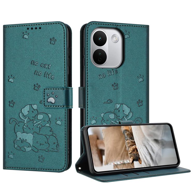 Embossed Kitten Phone Leather Case with Lanyard, For Redmi Note 17 Pro 5G Global 163mm, For Redmi Note 17 Pro+ 5G Global 163mm, For Redmi 17 5G / 4G Global 170mm, For Redmi Note 17 4G Global 171mm, For Redmi 15a 5G, For Redmi A7 Pro 4G 171mm           ...