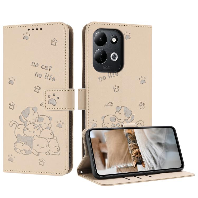 Embossed Kitten Phone Leather Case with Lanyard, For Redmi Note 17 Pro 5G Global 163mm, For Redmi Note 17 Pro+ 5G Global 163mm, For Redmi 17 5G / 4G Global 170mm, For Redmi Note 17 4G Global 171mm, For Redmi 15a 5G, For Redmi A7 Pro 4G 171mm           ...