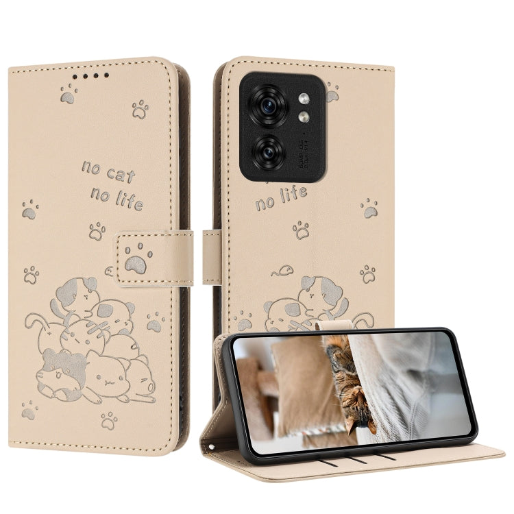 Embossed Kitten Phone Leather Case with Lanyard, For Motorola Moto G Power 5G 2024, For Motorola Moto G84, For Motorola Edge 40 Neo, For Motorola Moto G14, For Motorola Moto G Stylus 2023 4G, For Motorola Edge 40