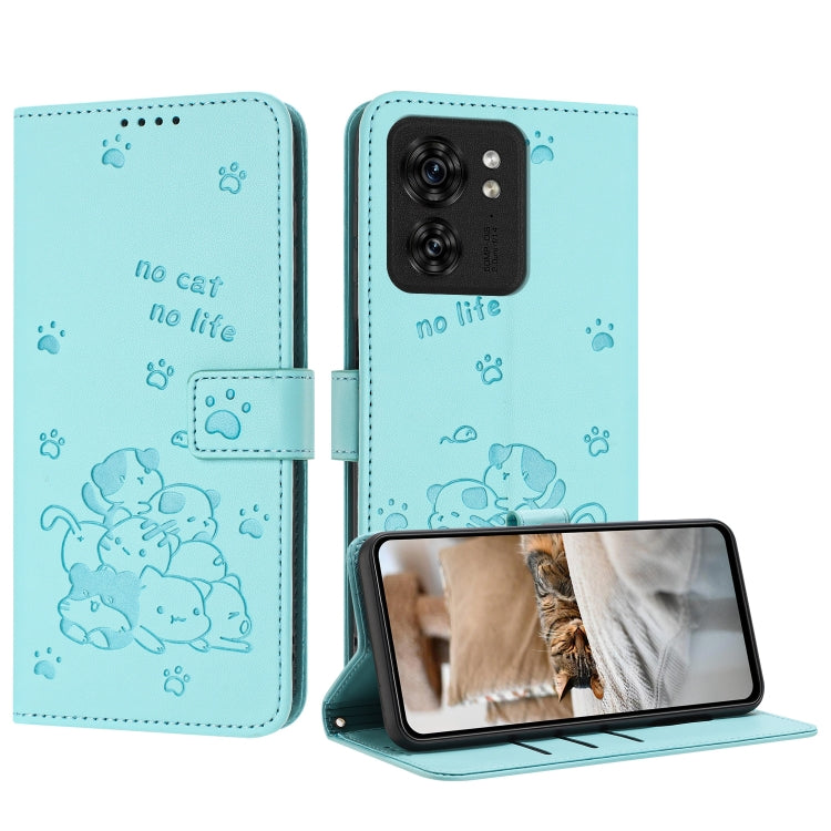 Embossed Kitten Phone Leather Case with Lanyard, For Motorola Moto G Power 5G 2024, For Motorola Moto G84, For Motorola Edge 40 Neo, For Motorola Moto G14, For Motorola Moto G Stylus 2023 4G, For Motorola Edge 40