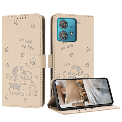 Embossed Kitten Phone Leather Case with Lanyard, For Motorola Moto G Play 4G 2024, For Motorola Moto G Power 5G 2024, For Motorola Moto G84, For Motorola Edge 40 Neo, For Motorola Moto G14, For Motorola Moto G Stylus 2023 4G, For Motorola Edge 40