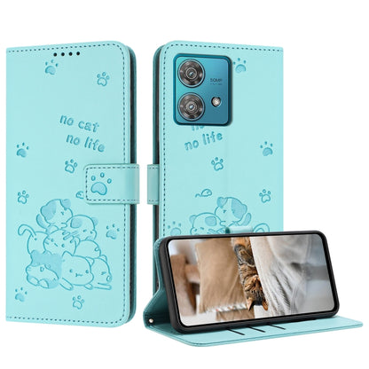 Embossed Kitten Phone Leather Case with Lanyard, For Motorola Moto G Play 4G 2024, For Motorola Moto G Power 5G 2024, For Motorola Moto G84, For Motorola Edge 40 Neo, For Motorola Moto G14, For Motorola Moto G Stylus 2023 4G, For Motorola Edge 40