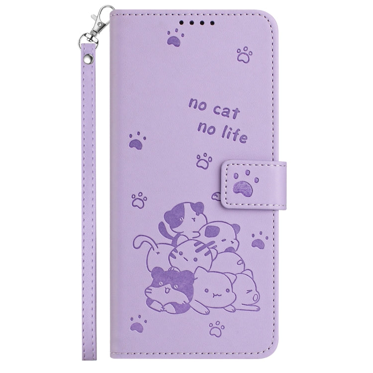 Embossed Kitten Phone Leather Case with Lanyard, For Motorola Moto G Play 4G 2024, For Motorola Moto G Power 5G 2024, For Motorola Moto G84, For Motorola Edge 40 Neo, For Motorola Moto G14, For Motorola Moto G Stylus 2023 4G, For Motorola Edge 40