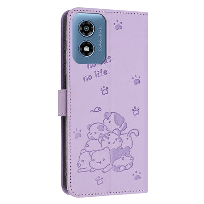 Embossed Kitten Phone Leather Case with Lanyard, For Motorola Moto G Play 4G 2024, For Motorola Moto G Power 5G 2024, For Motorola Moto G84, For Motorola Edge 40 Neo, For Motorola Moto G14, For Motorola Moto G Stylus 2023 4G, For Motorola Edge 40