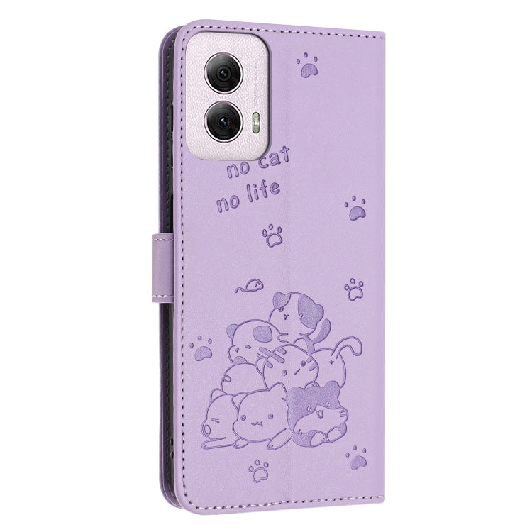 Embossed Kitten Phone Leather Case with Lanyard, For Motorola Moto G Power 5G 2024, For Motorola Moto G84, For Motorola Edge 40 Neo, For Motorola Moto G14, For Motorola Moto G Stylus 2023 4G, For Motorola Edge 40