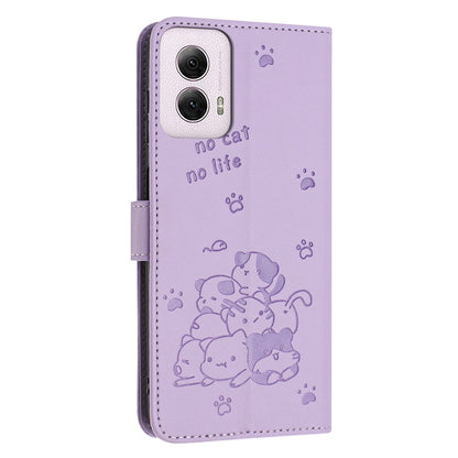 Embossed Kitten Phone Leather Case with Lanyard, For Motorola Moto G Power 5G 2024, For Motorola Moto G84, For Motorola Edge 40 Neo, For Motorola Moto G14, For Motorola Moto G Stylus 2023 4G, For Motorola Edge 40