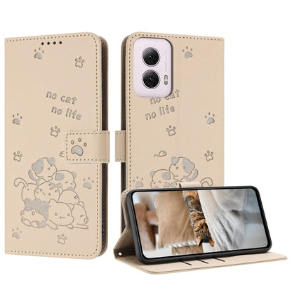 Embossed Kitten Phone Leather Case with Lanyard, For Motorola Moto G Play 4G 2024, For Motorola Moto G Power 5G 2024, For Motorola Moto G84, For Motorola Edge 40 Neo, For Motorola Moto G14, For Motorola Moto G Stylus 2023 4G, For Motorola Edge 40