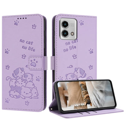 Embossed Kitten Phone Leather Case with Lanyard, For Motorola Moto G Power 5G 2024, For Motorola Moto G84, For Motorola Edge 40 Neo, For Motorola Moto G14, For Motorola Moto G Stylus 2023 4G, For Motorola Edge 40