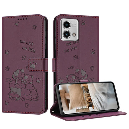 Embossed Kitten Phone Leather Case with Lanyard, For Motorola Moto G Power 5G 2024, For Motorola Moto G84, For Motorola Edge 40 Neo, For Motorola Moto G14, For Motorola Moto G Stylus 2023 4G, For Motorola Edge 40