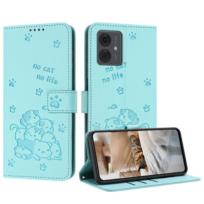 Embossed Kitten Phone Leather Case with Lanyard, For Motorola Moto G Power 5G 2024, For Motorola Moto G84, For Motorola Edge 40 Neo, For Motorola Moto G14, For Motorola Moto G Stylus 2023 4G, For Motorola Edge 40