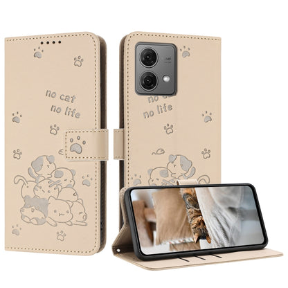 Embossed Kitten Phone Leather Case with Lanyard, For Motorola Moto G Play 4G 2024, For Motorola Moto G Power 5G 2024, For Motorola Moto G84, For Motorola Edge 40 Neo, For Motorola Moto G14, For Motorola Moto G Stylus 2023 4G, For Motorola Edge 40