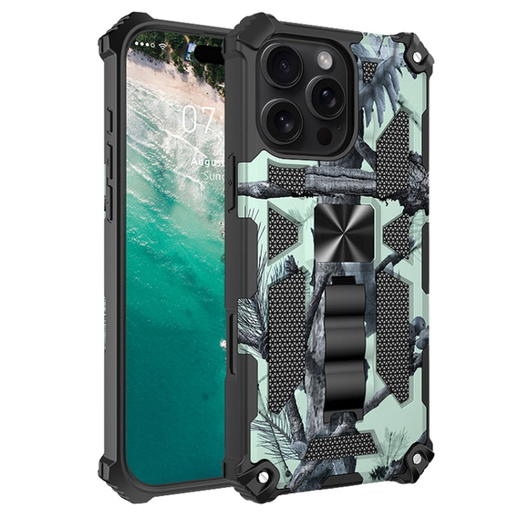 Camouflage Armor Kickstand TPU + PC Magnetic Phone Case, For iPhone 18 Pro / 17 Pro, For iPhone 18 Pro Max / 17 Pro Max, For iPhone 16 Pro Max, For iPhone 16 Pro, For iPhone 16 Plus, For iPhone 16