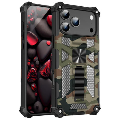 Camouflage Armor Kickstand TPU + PC Magnetic Phone Case, For iPhone 18 Pro / 17 Pro, For iPhone 18 Pro Max / 17 Pro Max, For iPhone 16 Pro Max, For iPhone 16 Pro, For iPhone 16 Plus, For iPhone 16