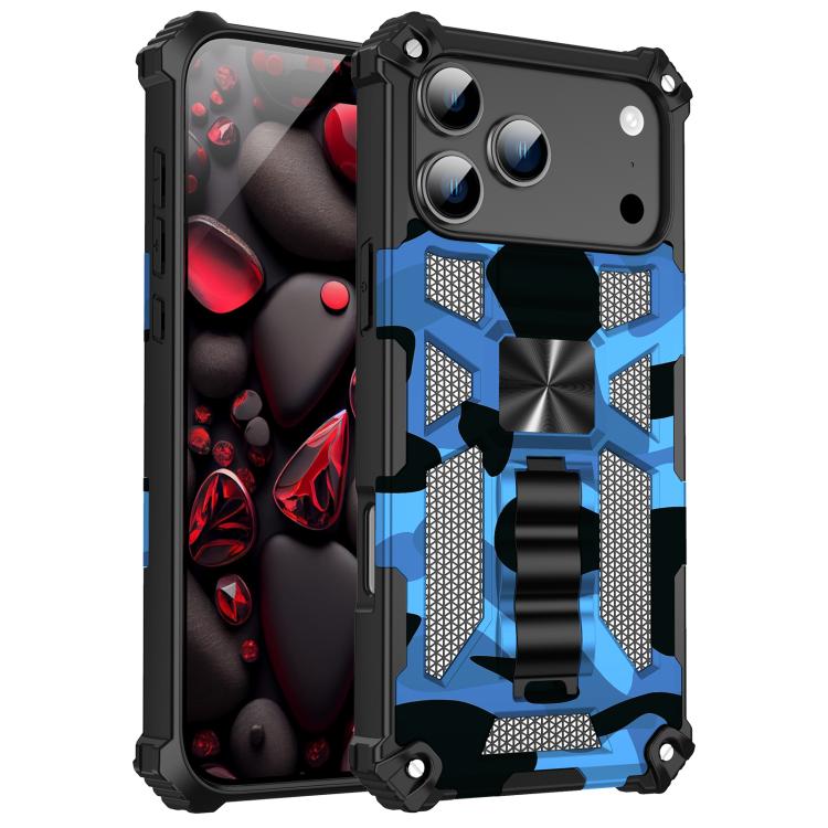 Camouflage Armor Kickstand TPU + PC Magnetic Phone Case, For iPhone 18 Pro / 17 Pro, For iPhone 18 Pro Max / 17 Pro Max, For iPhone 16 Pro Max, For iPhone 16 Pro, For iPhone 16 Plus, For iPhone 16