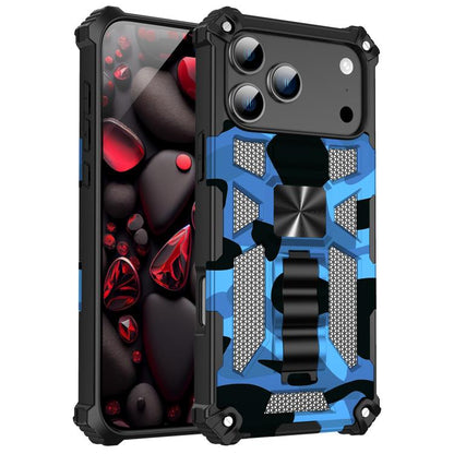 Camouflage Armor Kickstand TPU + PC Magnetic Phone Case, For iPhone 18 Pro / 17 Pro, For iPhone 18 Pro Max / 17 Pro Max, For iPhone 16 Pro Max, For iPhone 16 Pro, For iPhone 16 Plus, For iPhone 16