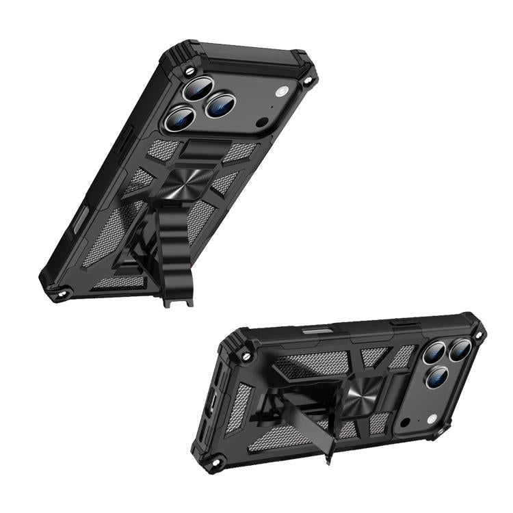 Camouflage Armor Kickstand TPU + PC Magnetic Phone Case, For iPhone 18 Pro / 17 Pro, For iPhone 18 Pro Max / 17 Pro Max, For iPhone 16 Pro Max, For iPhone 16 Pro, For iPhone 16 Plus, For iPhone 16