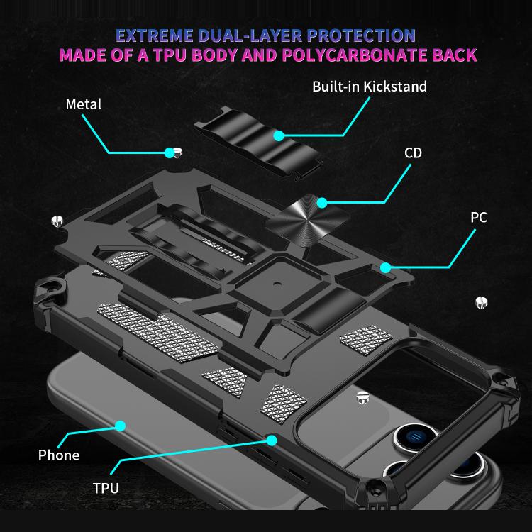 Camouflage Armor Kickstand TPU + PC Magnetic Phone Case, For iPhone 18 Pro / 17 Pro, For iPhone 18 Pro Max / 17 Pro Max, For iPhone 16 Pro Max, For iPhone 16 Pro, For iPhone 16 Plus, For iPhone 16