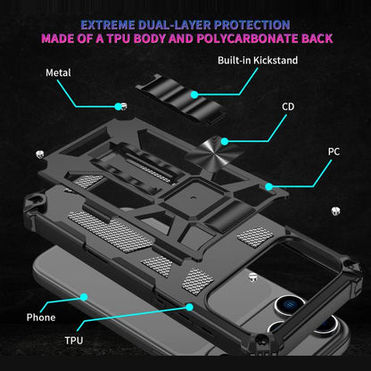 Camouflage Armor Kickstand TPU + PC Magnetic Phone Case, For iPhone 18 Pro / 17 Pro, For iPhone 18 Pro Max / 17 Pro Max, For iPhone 16 Pro Max, For iPhone 16 Pro, For iPhone 16 Plus, For iPhone 16