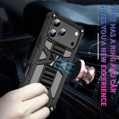 Camouflage Armor Kickstand TPU + PC Magnetic Phone Case, For iPhone 18 Pro / 17 Pro, For iPhone 18 Pro Max / 17 Pro Max, For iPhone 16 Pro Max, For iPhone 16 Pro, For iPhone 16 Plus, For iPhone 16