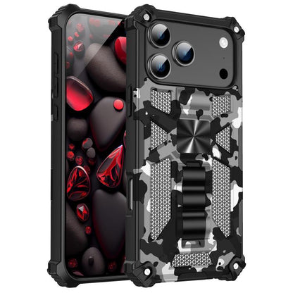 Camouflage Armor Kickstand TPU + PC Magnetic Phone Case, For iPhone 18 Pro / 17 Pro, For iPhone 18 Pro Max / 17 Pro Max, For iPhone 16 Pro Max, For iPhone 16 Pro, For iPhone 16 Plus, For iPhone 16
