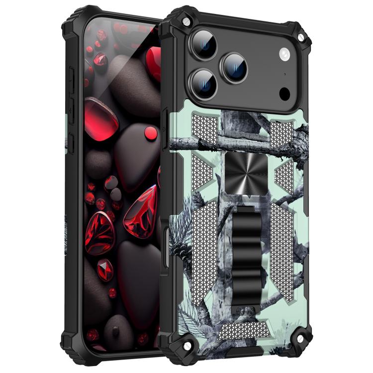 Camouflage Armor Kickstand TPU + PC Magnetic Phone Case, For iPhone 18 Pro / 17 Pro, For iPhone 18 Pro Max / 17 Pro Max, For iPhone 16 Pro Max, For iPhone 16 Pro, For iPhone 16 Plus, For iPhone 16