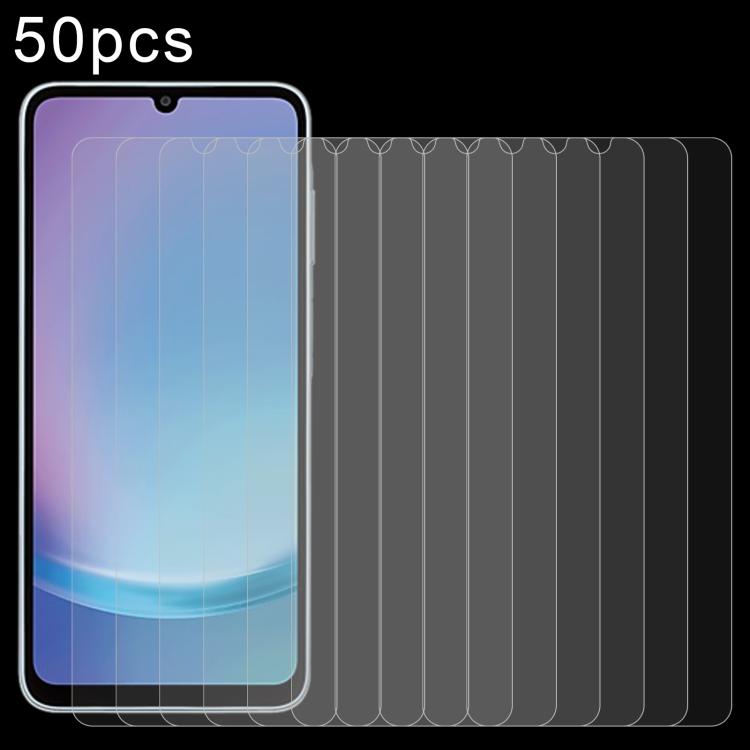50pcs 0.26mm 9H 2.5D Tempered Glass Film, For Galaxy Buddy5 5G, For Galaxy F07e 4G, For Samsung Galaxy M17e 5G, For Samsung Galaxy F07 4G, For Samsung Galaxy M07 4G, For Samsung Galaxy F17 5G, For Samsung Galaxy A57, For Samsung Galaxy A27             ...
