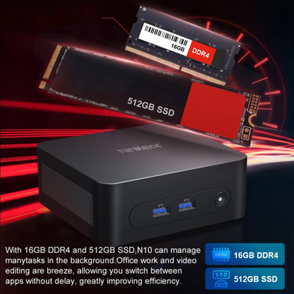Ninkear N10 Windows 11 Bluetooth 4.2 Mini PC, 16GB+512GB, Intel Processor N100 Alder Lake-N