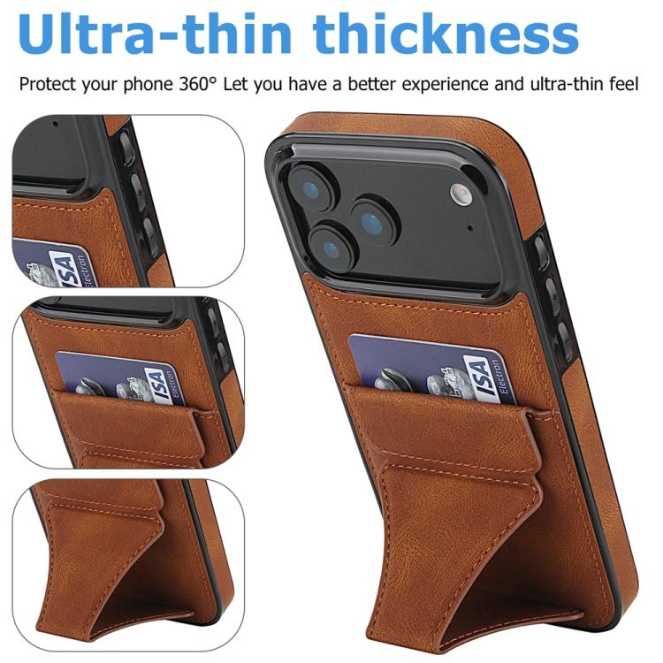 Ultra-thin Shockproof Phone Protective Case with Holder, For iPhone 18 Pro / 17 Pro, For iPhone 18 Pro Max / 17 Pro Max, For iPhone 17, For iPhone Air, For iPhone 16 Pro Max, For iPhone 16 Pro, For iPhone 16 Plus, For iPhone 16, For iPhone 15 Pro Max  ...