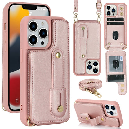 Wristband Vertical Flip Wallet Back Cover Phone Case with Long Lanyard