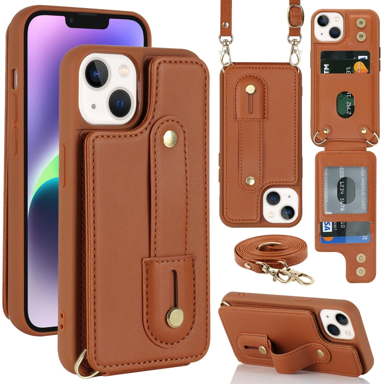 Wristband Vertical Flip Wallet Back Cover Phone Case with Long Lanyard
