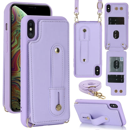 Wristband Vertical Flip Wallet Back Cover Phone Case with Long Lanyard