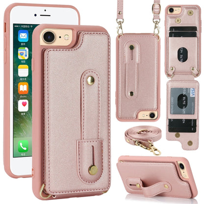 Wristband Vertical Flip Wallet Back Cover Phone Case with Long Lanyard
