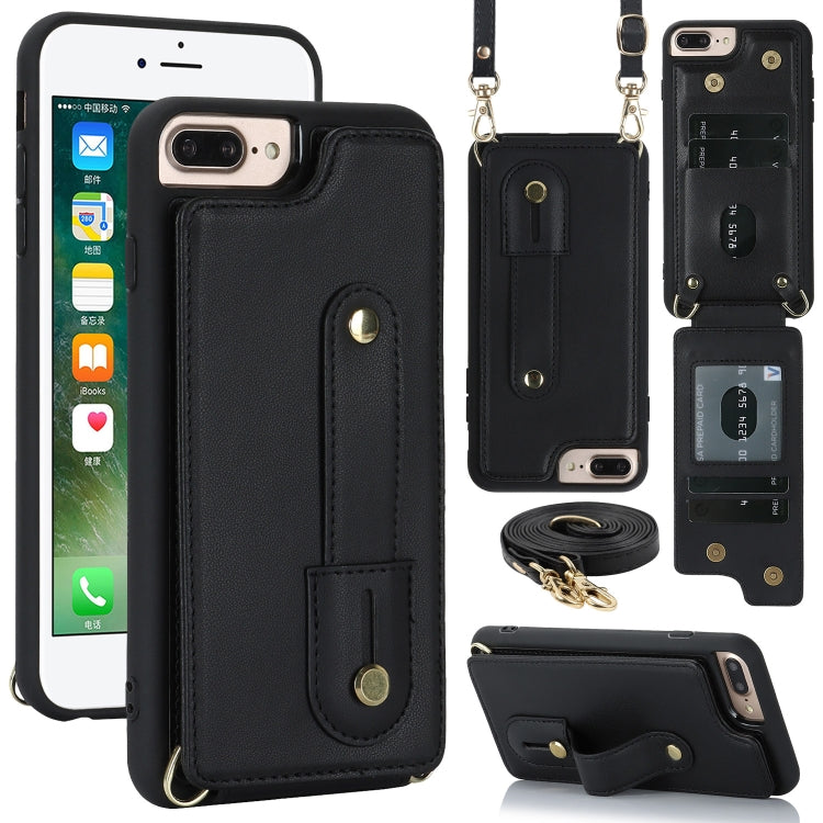 Wristband Vertical Flip Wallet Back Cover Phone Case with Long Lanyard