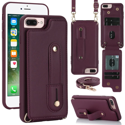 Wristband Vertical Flip Wallet Back Cover Phone Case with Long Lanyard