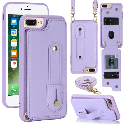 Wristband Vertical Flip Wallet Back Cover Phone Case with Long Lanyard