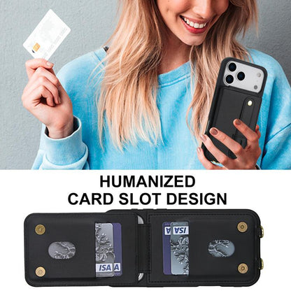Wristband Vertical Flip Wallet Back Cover Phone Case with Long Lanyard